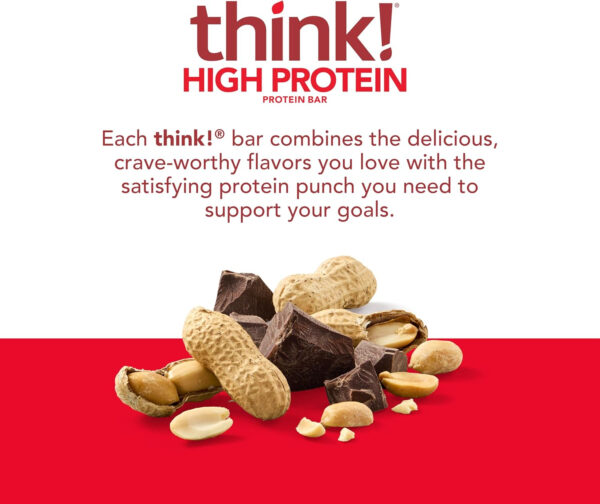 6893b0a0a5f50167977967fb6b3014ba1ffae7fe36362079690bb.jpg think! Protein Bars, High Protein Snacks, Gluten Free, Kosher Friendly, Creamy Peanut Butter, Nutrition Bars, 2.1 Oz per Bar, 12 Count (Packaging May Vary)