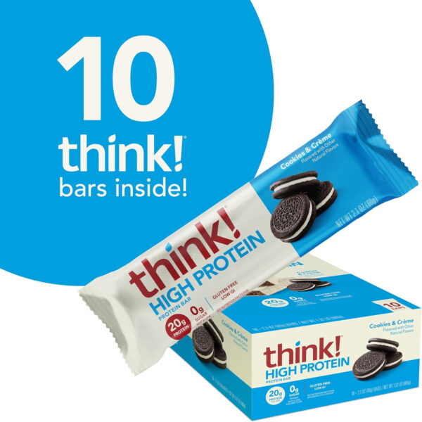 6893b0a80554e6f3517da7ea09c2fb316f2a6e9835498f3ae004d.jpg think! Protein Bars, High Protein Snacks, Gluten Free, Kosher Friendly, Creamy Peanut Butter, Nutrition Bars, 2.1 Oz per Bar, 12 Count (Packaging May Vary)