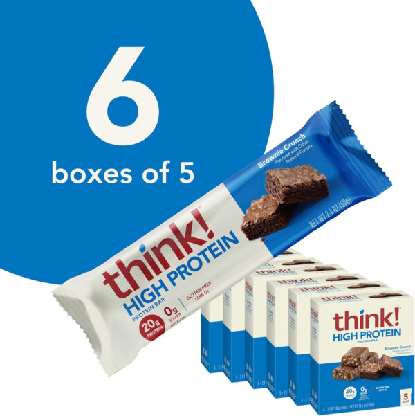 6893b0b04f8752a47fc748adc5471e9eec11f626a7a0d9164868a.jpg think! Protein Bars, High Protein Snacks, Gluten Free, Kosher Friendly, Creamy Peanut Butter, Nutrition Bars, 2.1 Oz per Bar, 12 Count (Packaging May Vary)