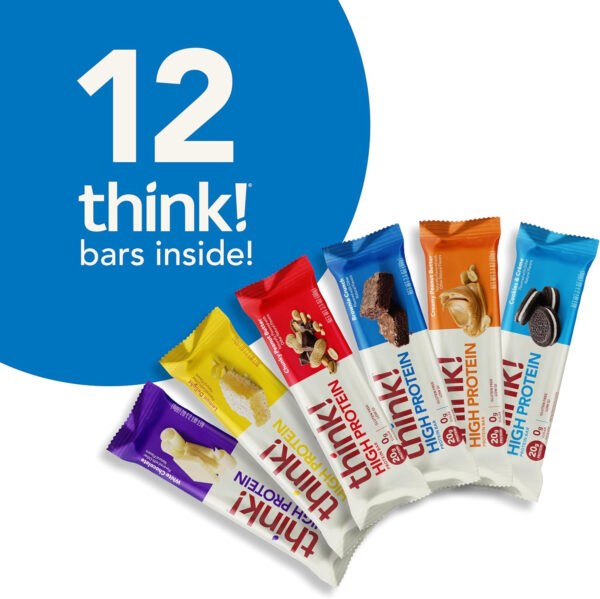 6893b0cc12249ce515bebd581aff792d95eb9e52eaa26f6fcb09e.jpg think! Protein Bars, High Protein Snacks, Gluten Free, Kosher Friendly, Creamy Peanut Butter, Nutrition Bars, 2.1 Oz per Bar, 12 Count (Packaging May Vary)