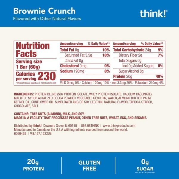6893b0da53ace3628c6cb0ee581bfc8d3a86b4ed185ed2db286fd.jpg think! Protein Bars, High Protein Snacks, Gluten Free, Kosher Friendly, Creamy Peanut Butter, Nutrition Bars, 2.1 Oz per Bar, 12 Count (Packaging May Vary)