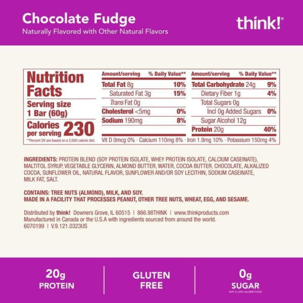 6893b0e117683429b87a471ffd1adb120fb85d361d0893bdec136.jpg think! Protein Bars, High Protein Snacks, Gluten Free, Kosher Friendly, Creamy Peanut Butter, Nutrition Bars, 2.1 Oz per Bar, 12 Count (Packaging May Vary)