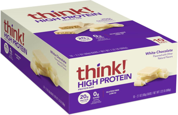 6893b0e325c0a66f1f50dfadd48b8da048f11a6a09635dd8c2e0c.jpg think! Protein Bars, High Protein Snacks, Gluten Free, Kosher Friendly, Creamy Peanut Butter, Nutrition Bars, 2.1 Oz per Bar, 12 Count (Packaging May Vary)