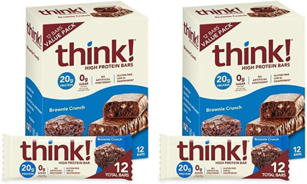 6893b0eb43c4a1572bdae6e227bfa308df1311412c9999e832570.jpg think! Protein Bars, High Protein Snacks, Gluten Free, Kosher Friendly, Creamy Peanut Butter, Nutrition Bars, 2.1 Oz per Bar, 12 Count (Packaging May Vary)