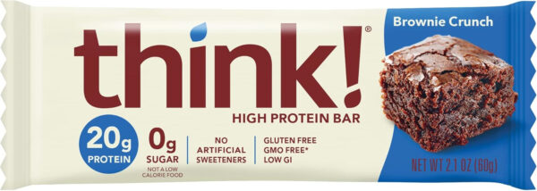 6893b0f19006dd401653765fb4a3d2ba20f3d350dea6d724f4393.jpg think! Protein Bars, High Protein Snacks, Gluten Free, Kosher Friendly, Creamy Peanut Butter, Nutrition Bars, 2.1 Oz per Bar, 12 Count (Packaging May Vary)