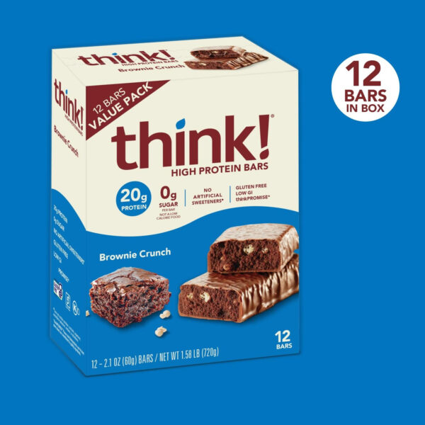 6893b0f25ac6b7e59ff38ae22069cca61b382709ef2e269280a42.jpg think! Protein Bars, High Protein Snacks, Gluten Free, Kosher Friendly, Creamy Peanut Butter, Nutrition Bars, 2.1 Oz per Bar, 12 Count (Packaging May Vary)