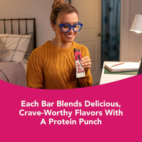 6893b104735eb70121c3b27f953516f45e19fa4eaaeb260ed6d9f.jpg think! Protein Bars, High Protein Snacks, Gluten Free, Kosher Friendly, Creamy Peanut Butter, Nutrition Bars, 2.1 Oz per Bar, 12 Count (Packaging May Vary)