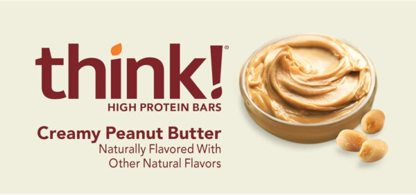 6893b10fa3b53481459f27855e8f11e895bbf497dd3beaa465d07.jpg think! Protein Bars, High Protein Snacks, Gluten Free, Kosher Friendly, Creamy Peanut Butter, Nutrition Bars, 2.1 Oz per Bar, 12 Count (Packaging May Vary)