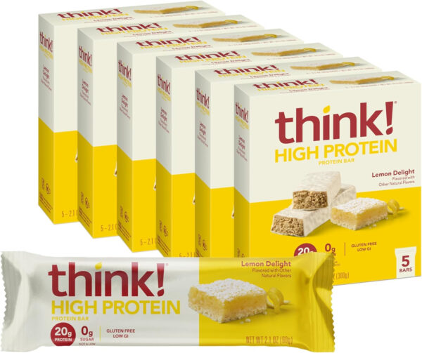 6893b111cfd9e9cb75f12627ff046bc1d6a0e80745da7cb755c03.jpg think! Protein Bars, High Protein Snacks, Gluten Free, Kosher Friendly, Creamy Peanut Butter, Nutrition Bars, 2.1 Oz per Bar, 12 Count (Packaging May Vary)