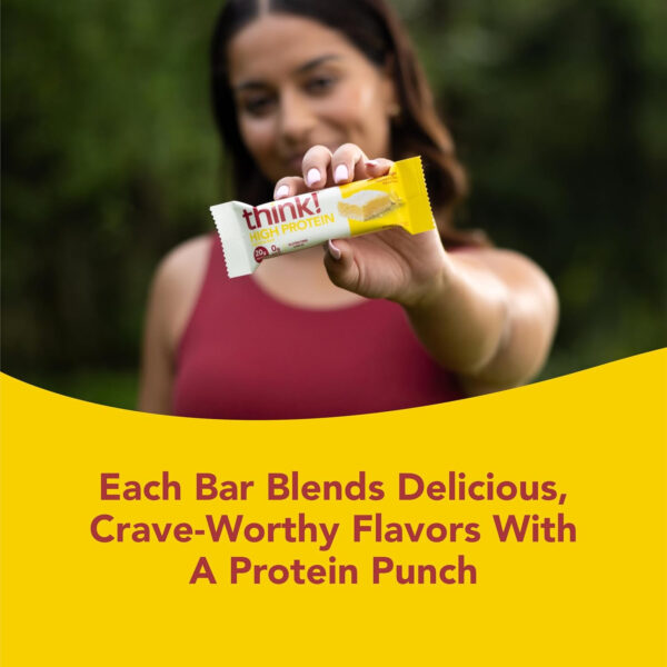 6893b115cbaebfe257636b4f4cbc795e2718e249af37bd362eee5.jpg think! Protein Bars, High Protein Snacks, Gluten Free, Kosher Friendly, Creamy Peanut Butter, Nutrition Bars, 2.1 Oz per Bar, 12 Count (Packaging May Vary)