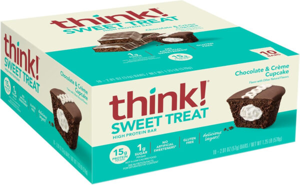 6893b11823b2caf06596ae1edd8e6a3b9c86f3de17342db5e5a95.jpg think! Protein Bars, High Protein Snacks, Gluten Free, Kosher Friendly, Creamy Peanut Butter, Nutrition Bars, 2.1 Oz per Bar, 12 Count (Packaging May Vary)