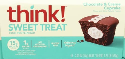 6893b11df3486b7b5681b38ed030c6c93e16e9420566d48f8a667.jpg think! Protein Bars, High Protein Snacks, Gluten Free, Kosher Friendly, Creamy Peanut Butter, Nutrition Bars, 2.1 Oz per Bar, 12 Count (Packaging May Vary)