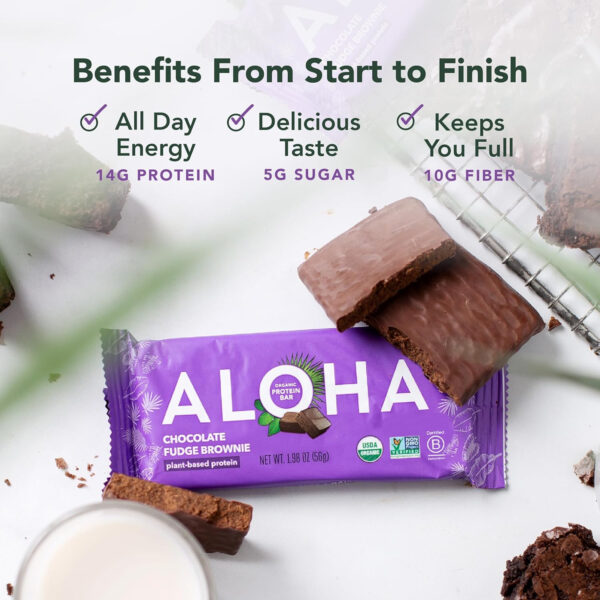ALOHA Organic Plant Based Protein Bars |Peanut Butter Chocolate Chip | 1.98 Oz (Pack of 12) | Vegan, Low Sugar, Gluten Free, Paleo, Low Carb, Non-GMO, Stevia Free, Soy Free, No Sugar Alcohols