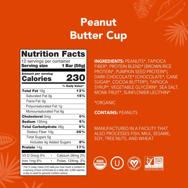 ALOHA Organic Plant Based Protein Bars |Peanut Butter Chocolate Chip | 1.98 Oz (Pack of 12) | Vegan, Low Sugar, Gluten Free, Paleo, Low Carb, Non-GMO, Stevia Free, Soy Free, No Sugar Alcohols