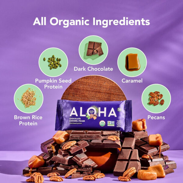ALOHA Organic Plant Based Protein Bars |Peanut Butter Chocolate Chip | 1.98 Oz (Pack of 12) | Vegan, Low Sugar, Gluten Free, Paleo, Low Carb, Non-GMO, Stevia Free, Soy Free, No Sugar Alcohols