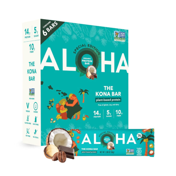 ALOHA Organic Plant Based Protein Bars |Peanut Butter Chocolate Chip | 1.98 Oz (Pack of 12) | Vegan, Low Sugar, Gluten Free, Paleo, Low Carb, Non-GMO, Stevia Free, Soy Free, No Sugar Alcohols