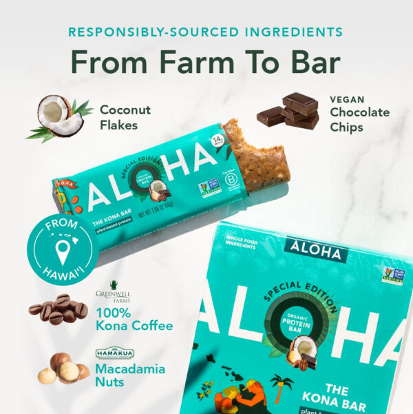 ALOHA Organic Plant Based Protein Bars |Peanut Butter Chocolate Chip | 1.98 Oz (Pack of 12) | Vegan, Low Sugar, Gluten Free, Paleo, Low Carb, Non-GMO, Stevia Free, Soy Free, No Sugar Alcohols