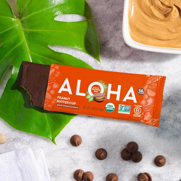 ALOHA Organic Plant Based Protein Bars |Peanut Butter Chocolate Chip | 1.98 Oz (Pack of 12) | Vegan, Low Sugar, Gluten Free, Paleo, Low Carb, Non-GMO, Stevia Free, Soy Free, No Sugar Alcohols