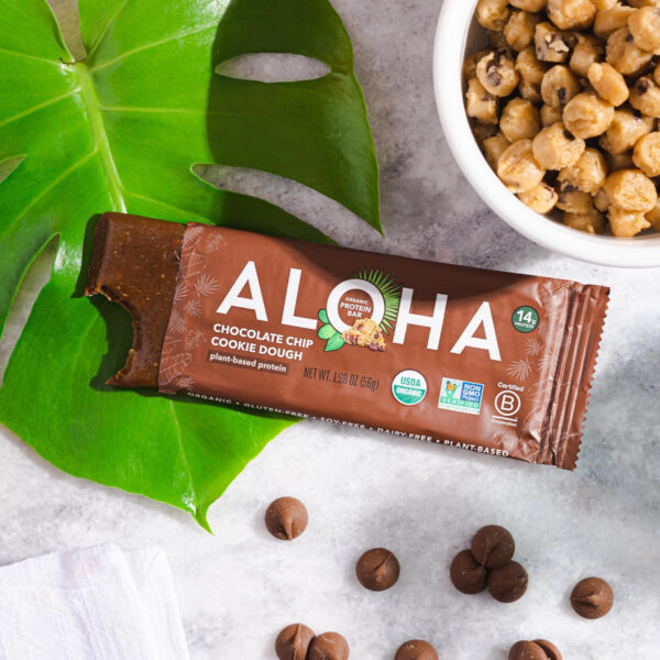 ALOHA Organic Plant Based Protein Bars |Peanut Butter Chocolate Chip | 1.98 Oz (Pack of 12) | Vegan, Low Sugar, Gluten Free, Paleo, Low Carb, Non-GMO, Stevia Free, Soy Free, No Sugar Alcohols