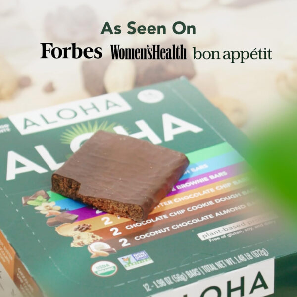 ALOHA Organic Plant Based Protein Bars |Peanut Butter Chocolate Chip | 1.98 Oz (Pack of 12) | Vegan, Low Sugar, Gluten Free, Paleo, Low Carb, Non-GMO, Stevia Free, Soy Free, No Sugar Alcohols