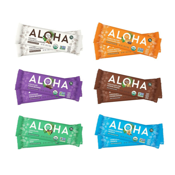 ALOHA Organic Plant Based Protein Bars |Peanut Butter Chocolate Chip | 1.98 Oz (Pack of 12) | Vegan, Low Sugar, Gluten Free, Paleo, Low Carb, Non-GMO, Stevia Free, Soy Free, No Sugar Alcohols