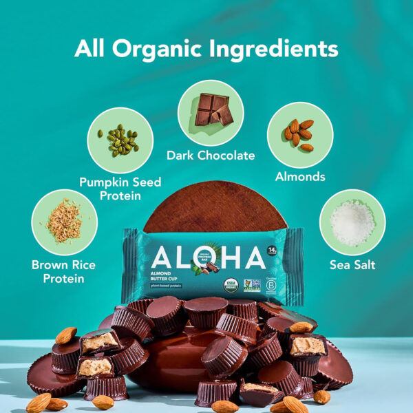 ALOHA Organic Plant Based Protein Bars |Peanut Butter Chocolate Chip | 1.98 Oz (Pack of 12) | Vegan, Low Sugar, Gluten Free, Paleo, Low Carb, Non-GMO, Stevia Free, Soy Free, No Sugar Alcohols