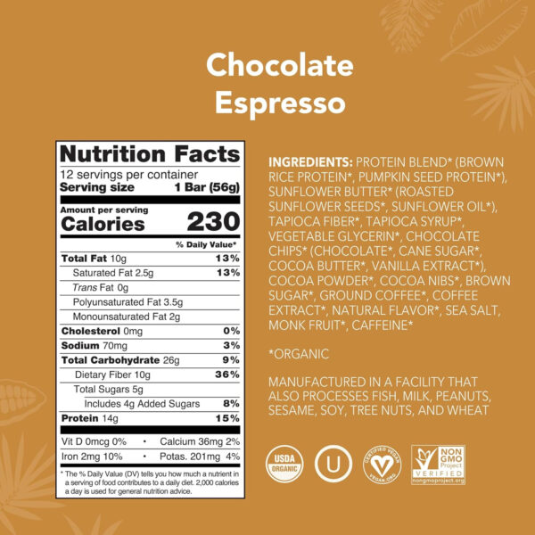 ALOHA Organic Plant Based Protein Bars |Peanut Butter Chocolate Chip | 1.98 Oz (Pack of 12) | Vegan, Low Sugar, Gluten Free, Paleo, Low Carb, Non-GMO, Stevia Free, Soy Free, No Sugar Alcohols