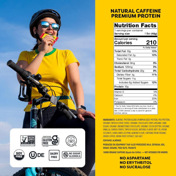 Quantum Energy Square: Energy Bar with Caffeine & 10g Protein. Delicious Healthy Snack On The Go. (Vegan, Gluten-free, Soy-free, Dairy-free) (Variety 12-Pack)