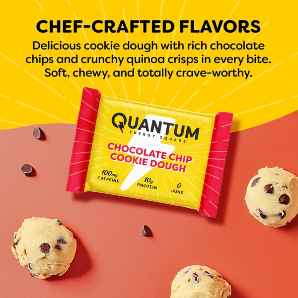 Quantum Energy Square: Energy Bar with Caffeine & 10g Protein. Delicious Healthy Snack On The Go. (Vegan, Gluten-free, Soy-free, Dairy-free) (Variety 12-Pack)