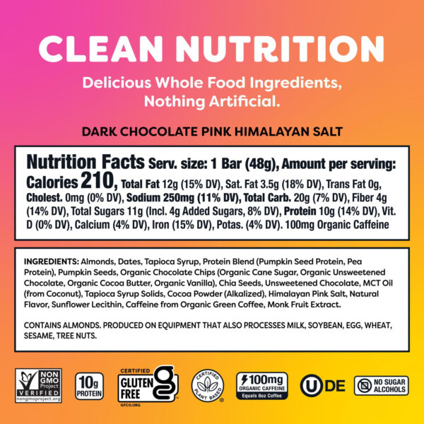 Quantum Energy Square: Energy Bar with Caffeine & 10g Protein. Delicious Healthy Snack On The Go. (Vegan, Gluten-free, Soy-free, Dairy-free) (Variety 12-Pack)