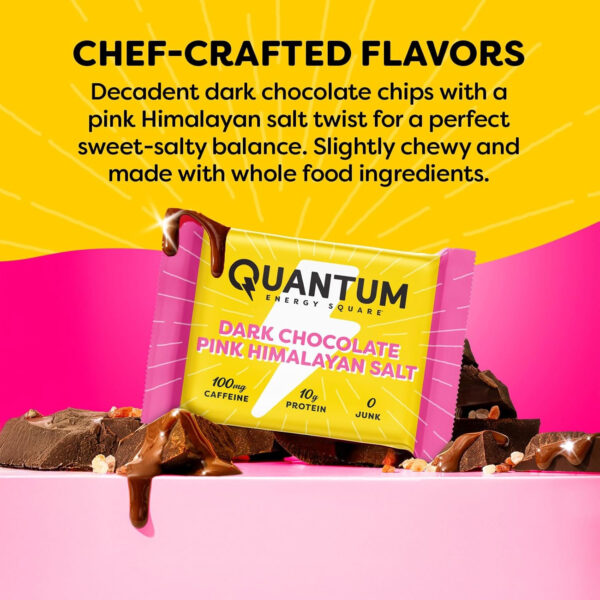 Quantum Energy Square: Energy Bar with Caffeine & 10g Protein. Delicious Healthy Snack On The Go. (Vegan, Gluten-free, Soy-free, Dairy-free) (Variety 12-Pack)
