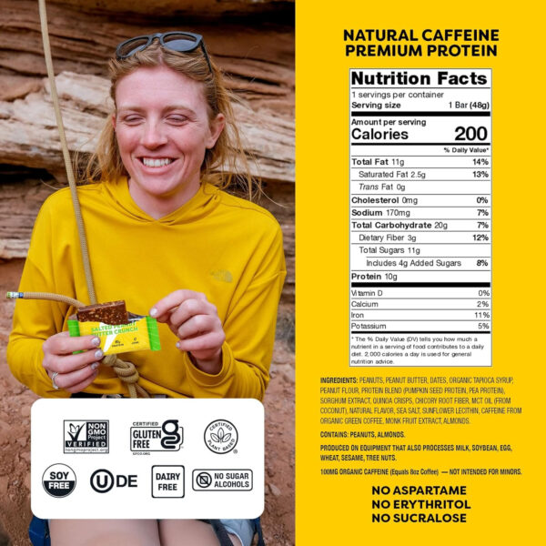 Quantum Energy Square: Energy Bar with Caffeine & 10g Protein. Delicious Healthy Snack On The Go. (Vegan, Gluten-free, Soy-free, Dairy-free) (Variety 12-Pack)