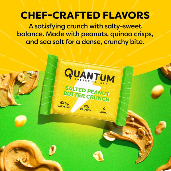 Quantum Energy Square: Energy Bar with Caffeine & 10g Protein. Delicious Healthy Snack On The Go. (Vegan, Gluten-free, Soy-free, Dairy-free) (Variety 12-Pack)