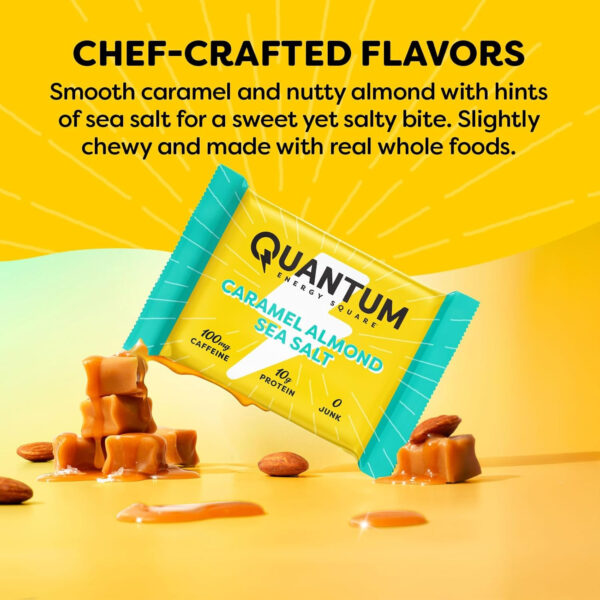 Quantum Energy Square: Energy Bar with Caffeine & 10g Protein. Delicious Healthy Snack On The Go. (Vegan, Gluten-free, Soy-free, Dairy-free) (Variety 12-Pack)