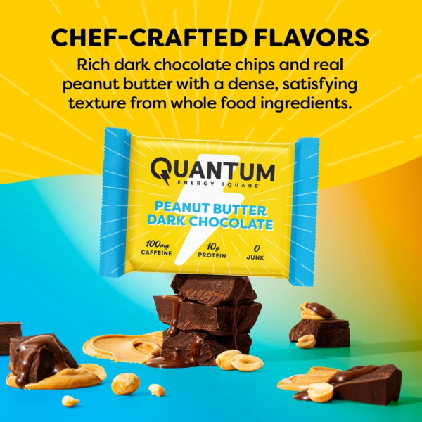 Quantum Energy Square: Energy Bar with Caffeine & 10g Protein. Delicious Healthy Snack On The Go. (Vegan, Gluten-free, Soy-free, Dairy-free) (Variety 12-Pack)