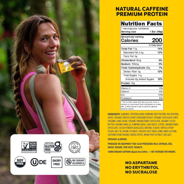 Quantum Energy Square: Energy Bar with Caffeine & 10g Protein. Delicious Healthy Snack On The Go. (Vegan, Gluten-free, Soy-free, Dairy-free) (Variety 12-Pack)