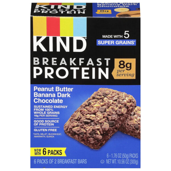 KIND Breakfast Protein Bars, Peanut Butter Banana Dark Chocolate, Healthy Snacks, Gluten Free, 8g Protein, 6 Count