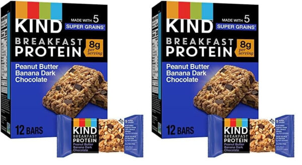 KIND Breakfast Protein Bars, Peanut Butter Banana Dark Chocolate, Healthy Snacks, Gluten Free, 8g Protein, 6 Count
