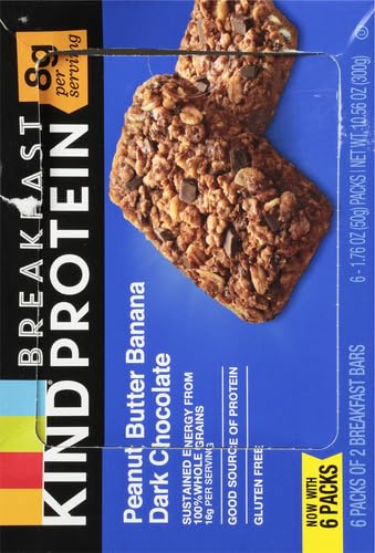 KIND Breakfast Protein Bars, Peanut Butter Banana Dark Chocolate, Healthy Snacks, Gluten Free, 8g Protein, 6 Count