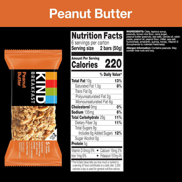KIND Breakfast Protein Bars, Peanut Butter Banana Dark Chocolate, Healthy Snacks, Gluten Free, 8g Protein, 6 Count