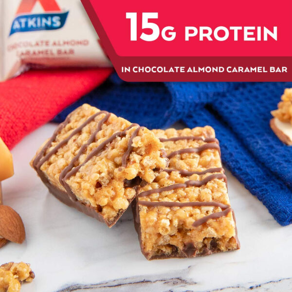 6893b31ebc16843aabcaf983a5c516e25f1b2d548f61e760845b6.jpg Atkins Blueberry Flavored Soft Baked Energy Bars, High in Protein Snack Bar, Low Sugar, High Fiber Snack, Protein Snack, 4 Packs (4 Bars Each)