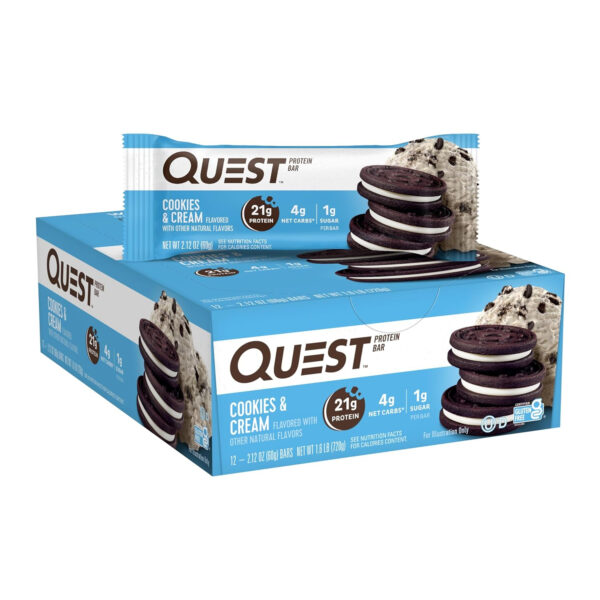Quest Nutrition Chocolate Chip Dough Cookie Protein Bars, 21g Protein, 1g Sugar, 4g Net Carb, Gluten Free, Keto Friendy, 12 Count