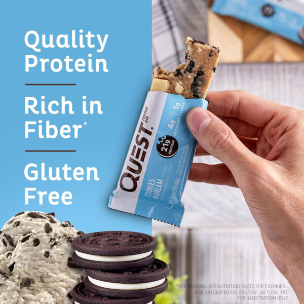 Quest Nutrition Chocolate Chip Dough Cookie Protein Bars, 21g Protein, 1g Sugar, 4g Net Carb, Gluten Free, Keto Friendy, 12 Count