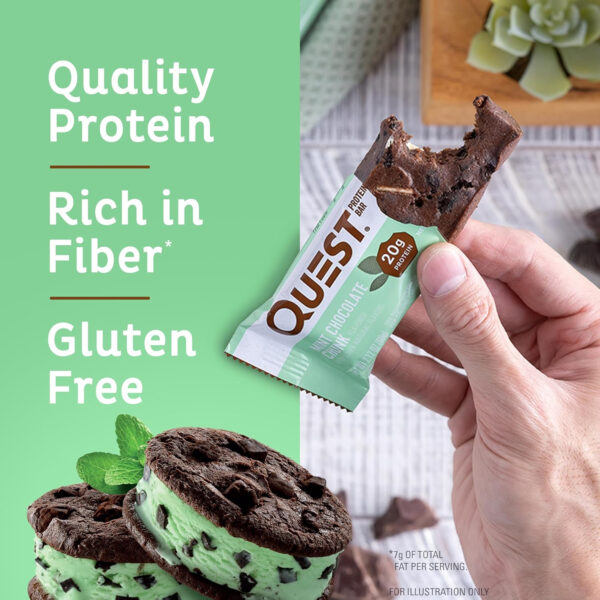 Quest Nutrition Chocolate Chip Dough Cookie Protein Bars, 21g Protein, 1g Sugar, 4g Net Carb, Gluten Free, Keto Friendy, 12 Count