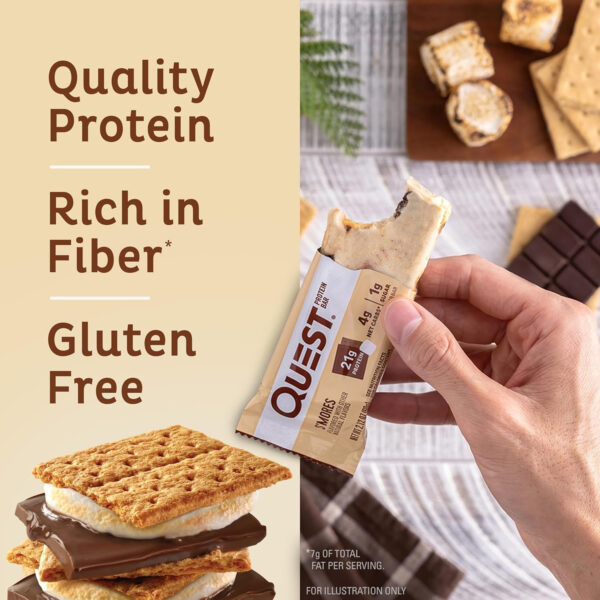 Quest Nutrition Chocolate Chip Dough Cookie Protein Bars, 21g Protein, 1g Sugar, 4g Net Carb, Gluten Free, Keto Friendy, 12 Count