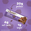 Quest Nutrition Chocolate Chip Dough Cookie Protein Bars, 21g Protein, 1g Sugar, 4g Net Carb, Gluten Free, Keto Friendy, 12 Count