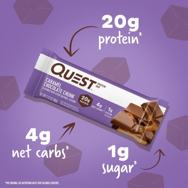 Quest Nutrition Chocolate Chip Dough Cookie Protein Bars, 21g Protein, 1g Sugar, 4g Net Carb, Gluten Free, Keto Friendy, 12 Count
