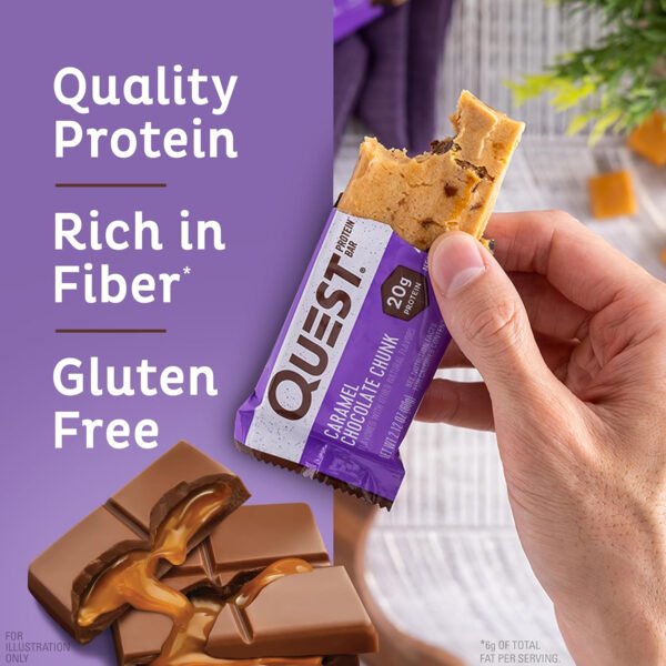 Quest Nutrition Chocolate Chip Dough Cookie Protein Bars, 21g Protein, 1g Sugar, 4g Net Carb, Gluten Free, Keto Friendy, 12 Count