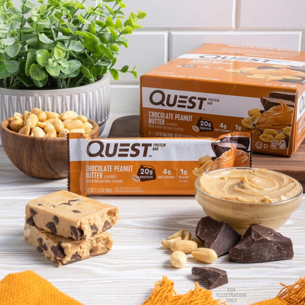 Quest Nutrition Chocolate Chip Dough Cookie Protein Bars, 21g Protein, 1g Sugar, 4g Net Carb, Gluten Free, Keto Friendy, 12 Count