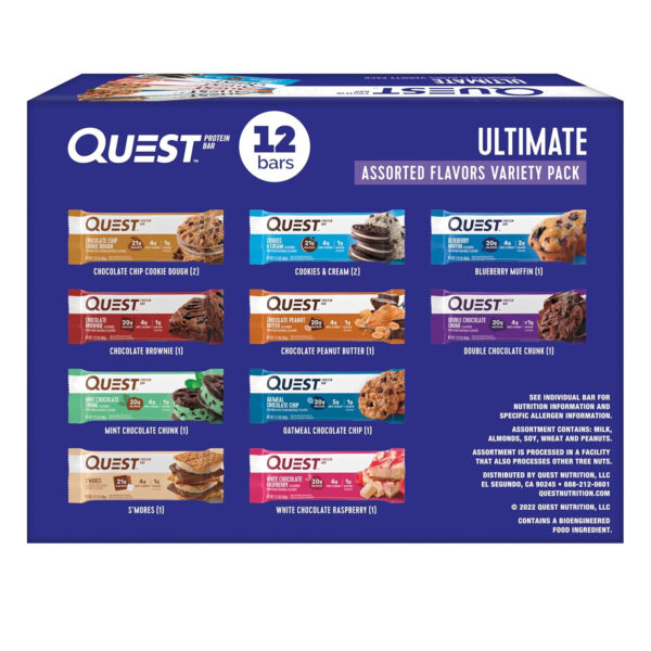 Quest Nutrition Chocolate Chip Dough Cookie Protein Bars, 21g Protein, 1g Sugar, 4g Net Carb, Gluten Free, Keto Friendy, 12 Count